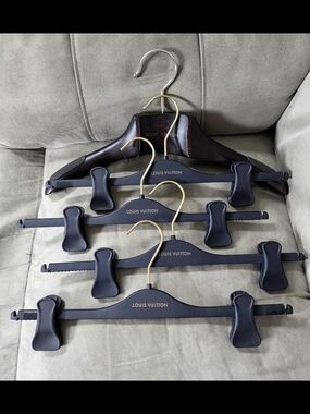 Louis Vuitton Black Hangers with Gold Hooks - Set of 5